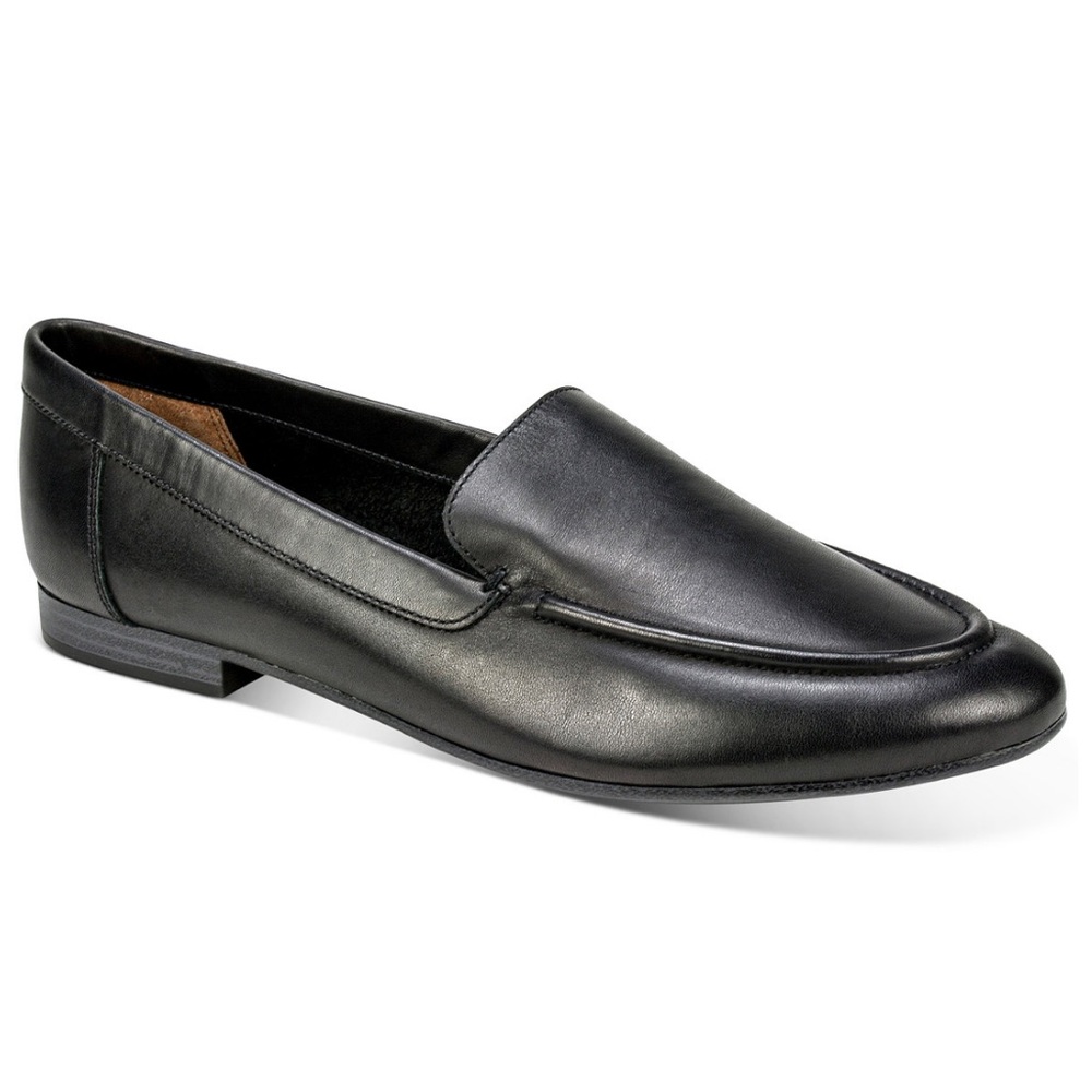 NWT White Mountain Womens Alice Black Genuine Leather Slip-On Flat Loafers 7.5M